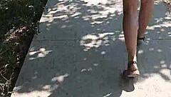 Boldly stripping naked on the busy street for public thrill