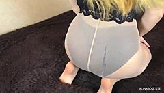 i can't believe my teen stepsis gave me a footjob handjob until cum covered her nylon feet