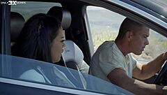 Hey, join me for this wild cock stakeout where brunette Chloe Lamour takes cumshot on her big tits outdoors!