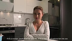 Lost bet leads busty girl next door to FUCK big cock stranger with DIRTY TALK in POV