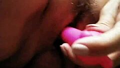 Using Pink Vibrator While Getting Fucked in Pussy and Arse