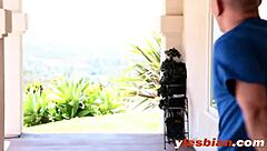 mercedes and zoey engage in a close session on the sofa, exploring each other's smooth areas gently