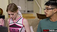 a shy guy diego perez finally licks and fucks the petite 18+ hot popular cheerleader melody marks in taboo reality