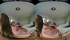 Sexy brunette in lingerie wakes up horny, masturbates with toys, and orgasms in pov reality