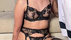 Do you like how I suck your cock deep in my throat while wearing this garter belt lingerie and getting spanked?