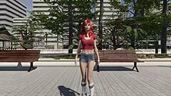 lets play carolines fantasies part 1 with redhead masturbating on the public beach in outdoor fantasy