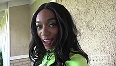 Chocolate babe Chanel Skye bends over for deep anal fingering and assfucking with a monster cock until squirting.