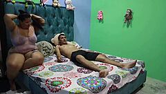 the colombian bbw bride gets bent over in the bedroom for deepthroat blowjob and cowgirl riding until cumshot in mouth