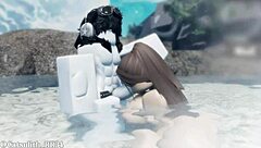 come join me in the outdoor hot spring for some steamy asian blowjob sex with a follower