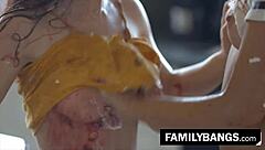 Oh man spitting cream right in my sister's mouth during taboo kitchen scissoring session 😏