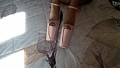 I give this perfect blowjob in the mirror to my milf with latex lingerie and she swallows cum in mouth