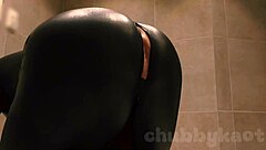 Chubbykaot puts on a catsuit in this amateur outdoor scene and feels increasingly excited