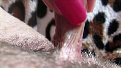 Huge clit orgasm in closeup with oral action