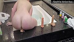 feeling so horny with my brazilian big ass, trying various dildos in tight wet pussy for moans