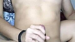 i, uh, felt debora prado sit behind me masturbating my big cock with lube using her black painted nail hands