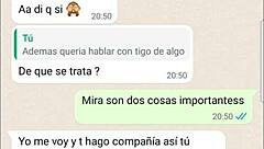 The Latina teen got wet during phone web chat, whispering quiero que cojas otra vez ella no se va a enterar.