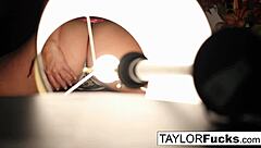 taylor settles into her hotel room for a solo masturbation session fingering her wet pussy