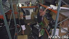 Hey, this astonishing young 18+ woman is having rough sex in the shop with a man and his big cock