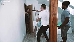 tabitha took on a gangbang with four guys for dap and piss play, all wet