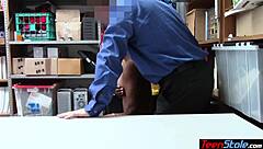 Pierced Titted Ebony Thief Fucked Anally By A Mall Cop