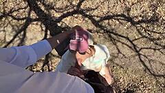 We had this sketchy outdoor sex with a curvy milf and almost got caught