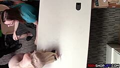 Young Couple Busted Fucking In A Store By A Mall Cop With Big Cock Action