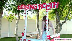 come on, lick my hairy pussy right here in this public kissing booth