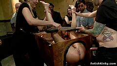 Hot ass beauty is anal fisted in public