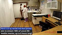 soccer star jewel undergoes a sports physical, focusing on her brunette short hair and small natural tits in a hospital setting.