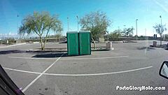 Chubby Slut SWALLOWS Cum at Public GLORYHOLE Spot