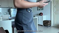 She said she'd bring a pie over to her roommate's place, but ended up with a rough creampie in the bedroom instead.