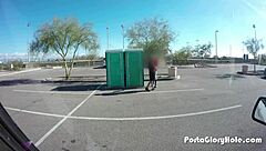 Chubby Slut SWALLOWS Cum at Public GLORYHOLE Spot