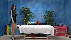 What makes this sexy masseuse with small tits stand out in such an intriguing way?