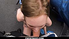 Teen shoplifter gets caught by cop and takes big cock doggystyle punishment in garage - oh the hardcore consequences!