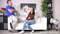 Lover of swingers auditions as Czech brunette model in group casting interview for sex