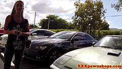 amateur babe trades car and pussy for quick cash blowjob