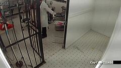 Lesbian torment clinics of America feature Lilly Lyle and Nikki Star in a backstage scene with handcuffs, gloves, and pussy spreading.