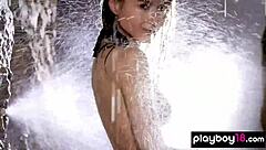 Ukrainian beauty vi shy strips down to reveal her wet pussy in solo tease