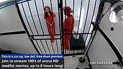 Lesbian torment clinics of America feature Lilly Lyle and Nikki Star in a backstage scene with handcuffs, gloves, and pussy spreading.