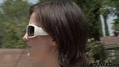 a horny ebony journalist endures rough interracial anal with big black cock.