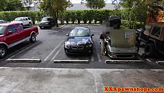 amateur babe trades car and pussy for quick cash blowjob