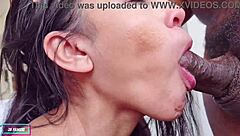 damn this hot brazilian brunette doggy pounding her big ass wet