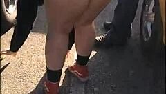 oh no bf busted me fingering chubby gf ass outdoors flashing tits