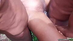 Who's joining this real outdoor sex party with horny skinny 18yo getting creampie rides and wet pussy action?