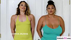 Petite White Babe Smothers Busty Ebony in Facesitting Pussy Lick Fest