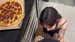 Amberzinha jealous of pizza demands fuck before dinner!