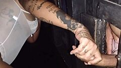 No swing but she hooks up with fan from social at gloryhole cuck style