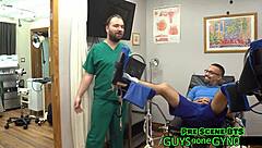 angel ramiraz spreads shaved pussy in latex gloves for backstage cum clinic extraction