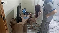 technician cums on horny bare ass slut?