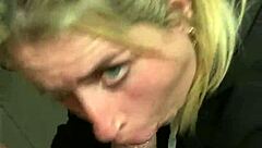 blonde slut deepthroats in public cinema bathroom?